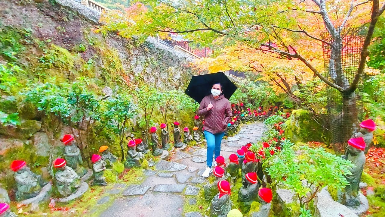 Statue of Dwarf Budhhas Under The Autumn Trees @ Daishoin Temple,Miyajima Island,Hiroshima