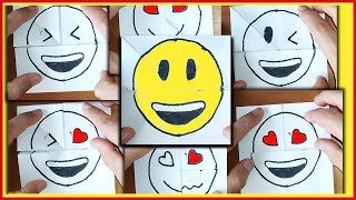 😃 How to make your own emoji magic card. Endless card for coloring. Drawing Happy face.  origami.