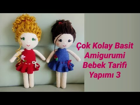 Çok Kolay Basit Amigurumi Bebek Tarifi Yapımı  3, Final (Amigurumi Bebek Saç Ekimi ve Elbise Yapımı)