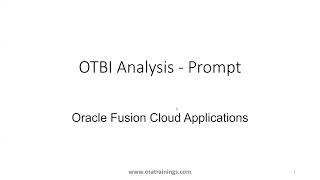 How to create filter, prompt in OTBI Analysis - Oracle Fusion ERP