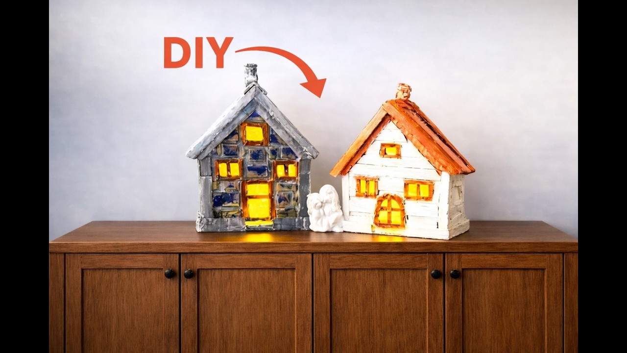 KARTONDAN ÇOK GÜZEL FENER YAPIMI / HOW TO MAKE EASY HOUSE LANTERNS  WITH CARDBOARD? / 2  IDEAS