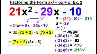 Algebra - Ch 6 Factoring 37 of 55 Factoring the Form ax 2 bx c Ex 2
