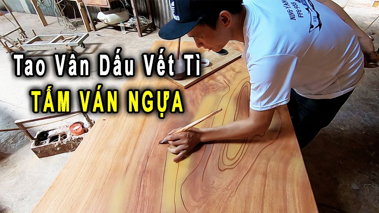 Vẽ vân gõ đỏ|Lần đầu tiên tạo vân dấu vết tì cho ván... - youtube