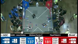 438NP DIVISION HIGH SCORE @ MICHIANA (Jones M8) | FTC Decode | 21227 Legend & 22297 Infinibots