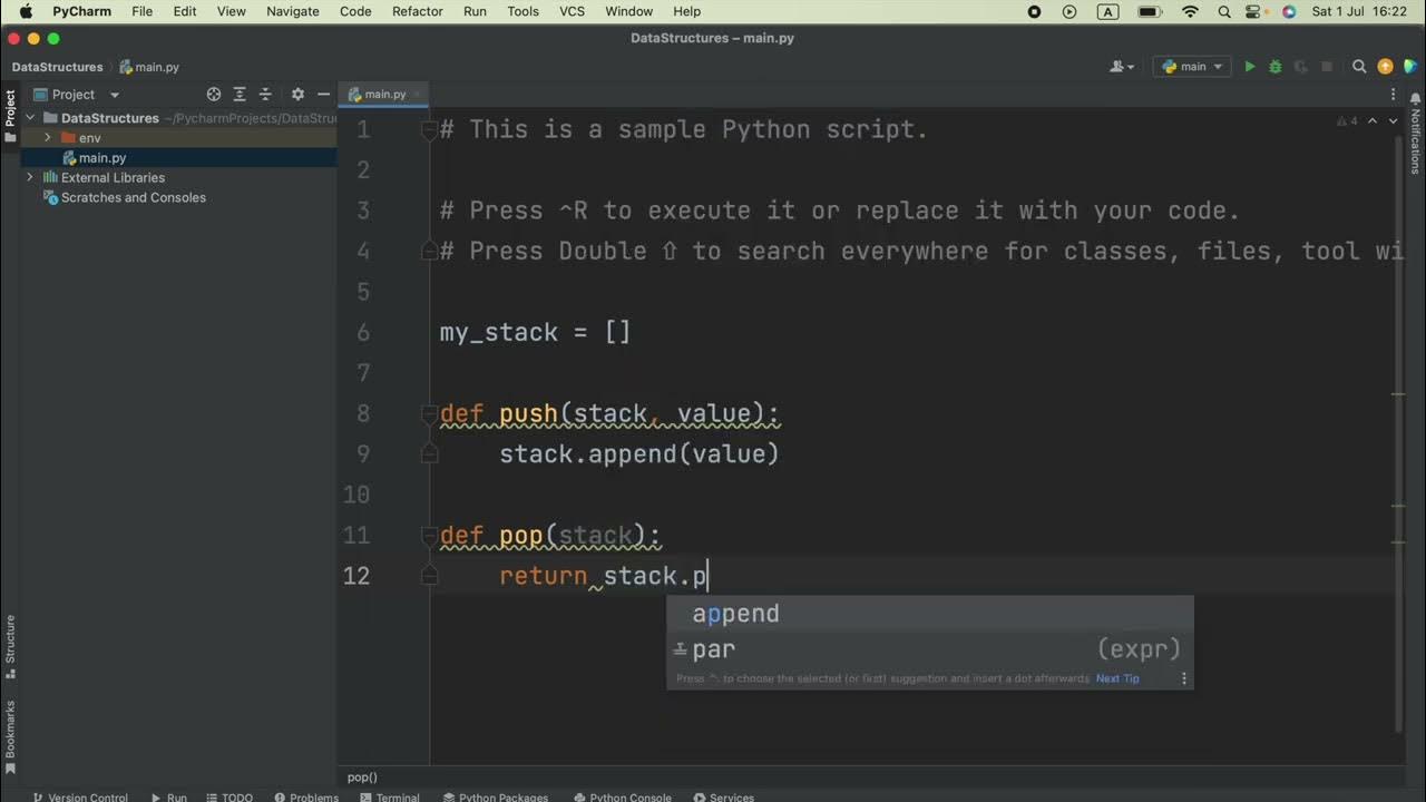 Stack Data Structure Implementation in Python using a List - YouTube