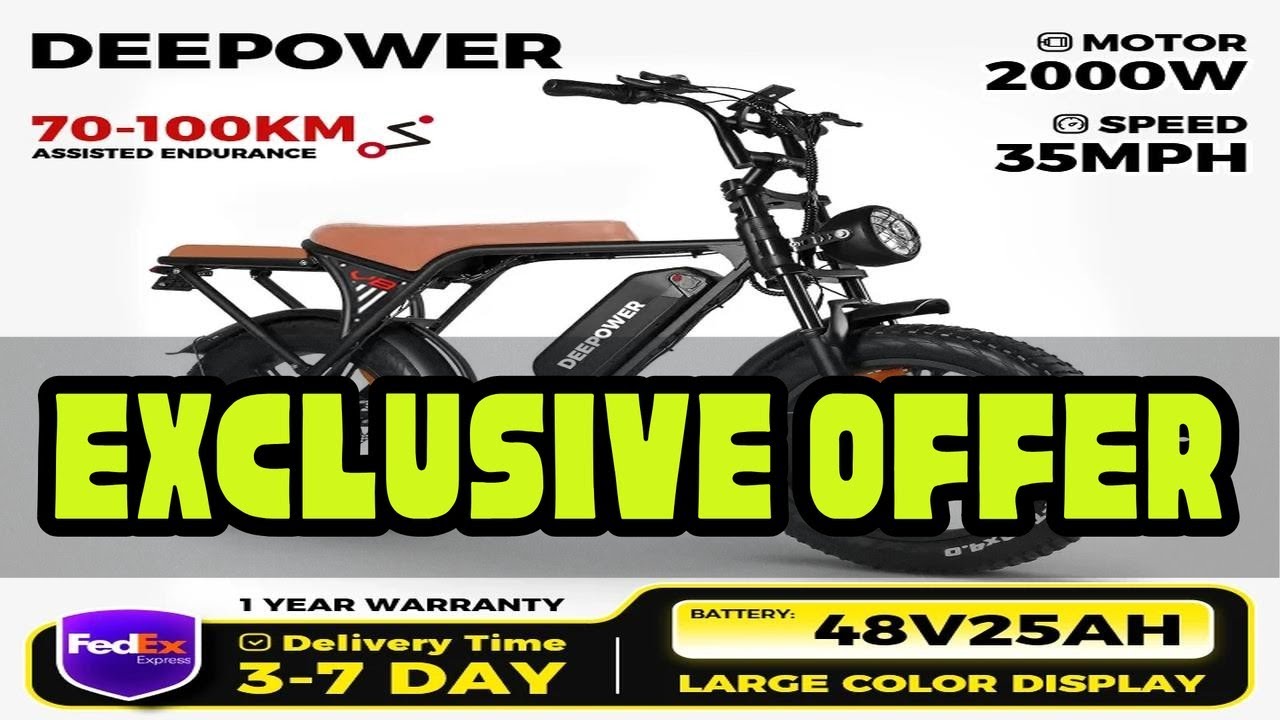 DEEPOWER V8 Electric Bike for Adults, Lithium Battery, 48V 25AH, 20inch,4.0 Fat Tires,Snow Mountain