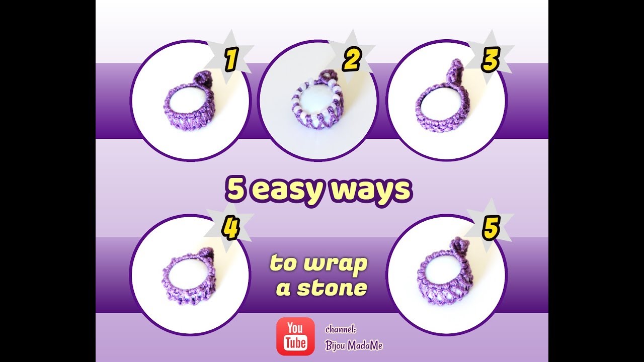 Top 5 easy ways to wrap a stone | 5 macrame pendants for beginners | How to wrap a stone macrame