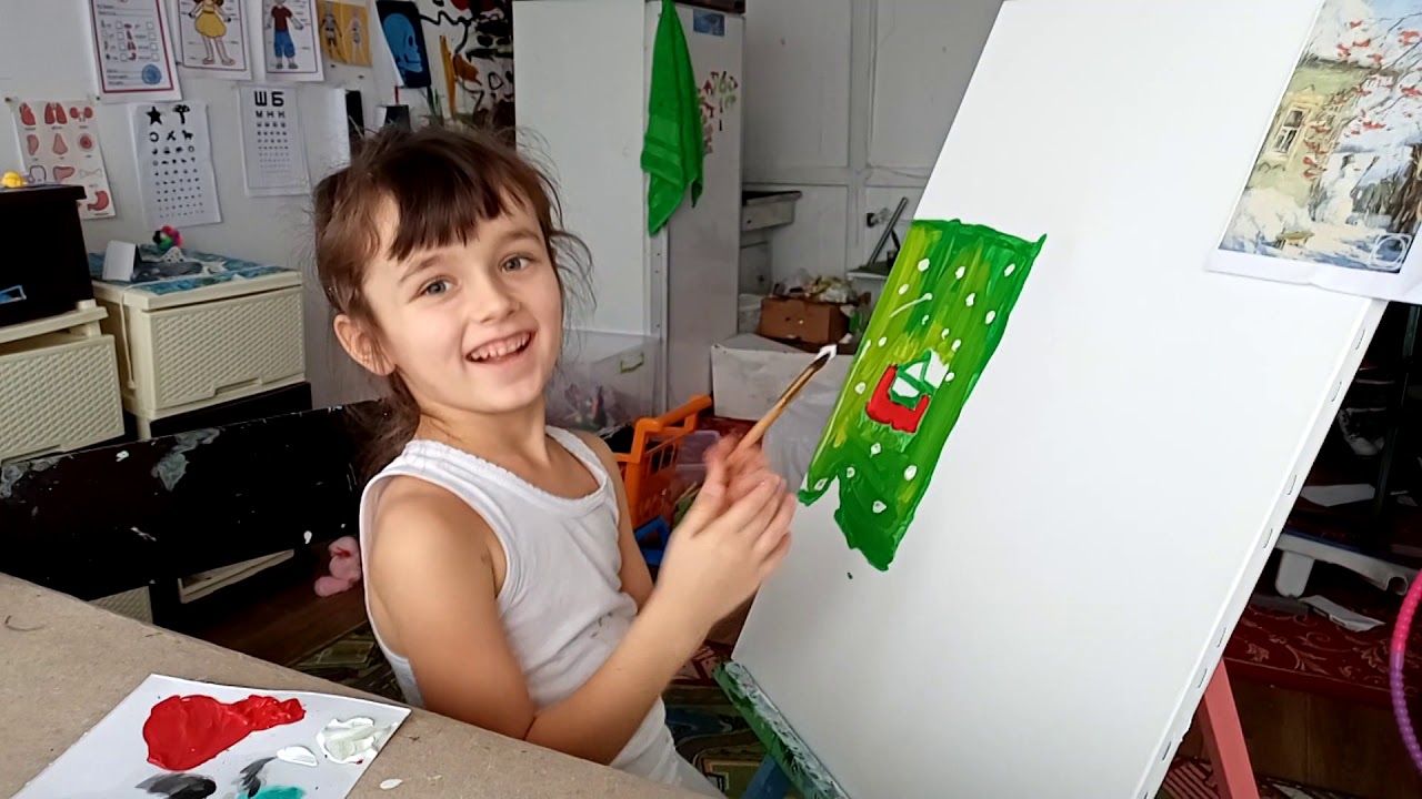 Художница Анастасия Барчишена и картина "ЦЫПЛЕНОК- СНЕГОВИК"| Nastya Doma