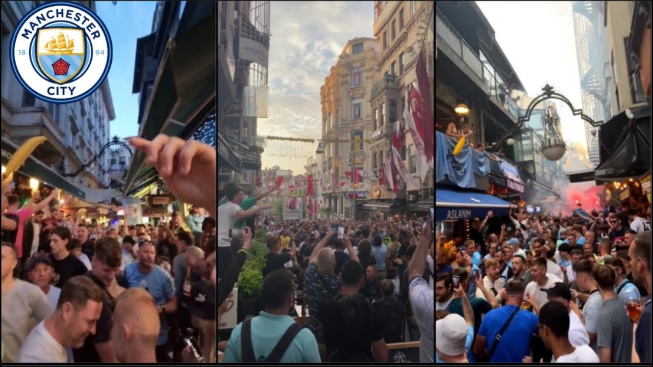 Crazy Scenes in Istanbul as 40,000 Man City Fans Take Over The City Ahead Of Champions League Final