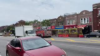 Fdny engine 307 and ladder 154 hauling to a fire in Jackson heights