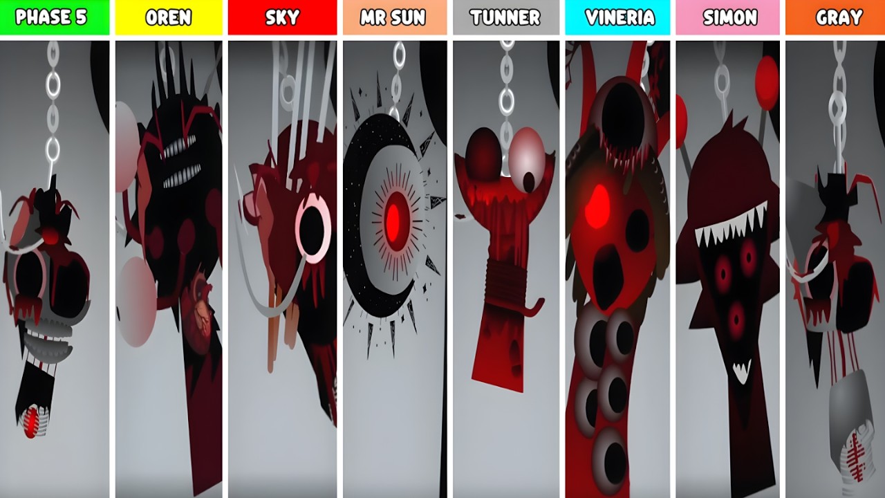 Phase 5 But Everyone Is OREN Vs SKY, MR SUN, TUNNER, VINERIA, SIMON, GRAY  In Incredibox Sprunki