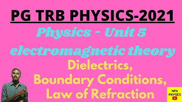 PG TRB Physics | Unit 5 EMT | Boundary conditions | Dielectrics | Molecular Polarization