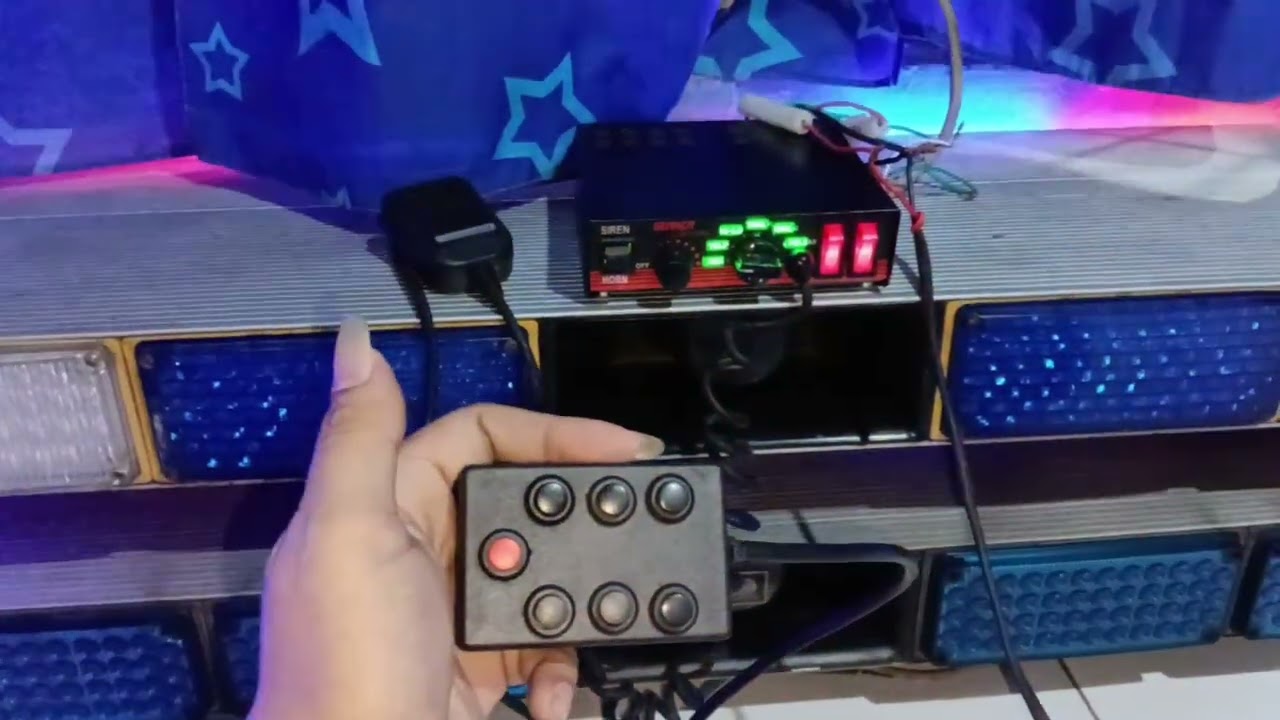 Lampu rotator lightbar ambulance merah biru led + modul sirine senken cjb 100 bd