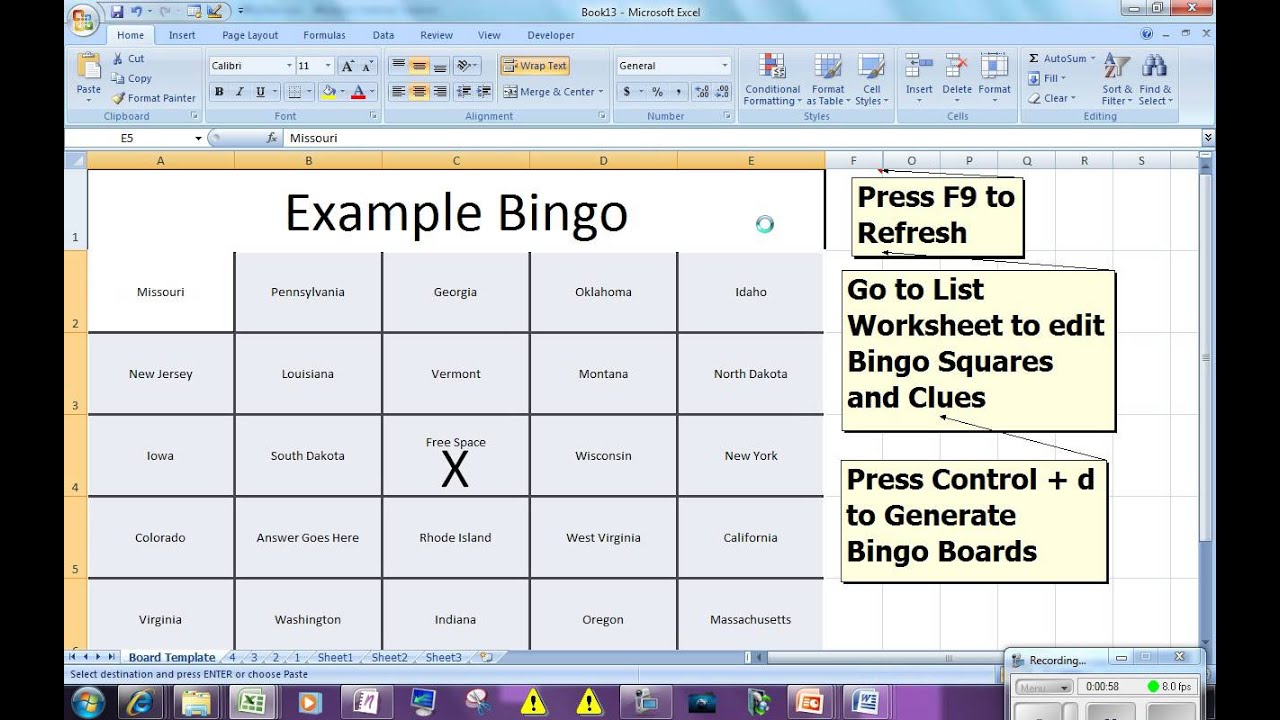 Bingo Card Generator - Microsoft Excel Free Download In Bingo Card Template Word