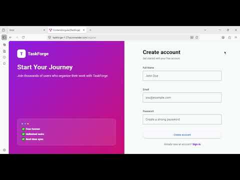 TaskForge – Modern Task Management App | Angular + Node.js + Express + PostgreSQL