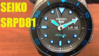 Seiko 5 Diver's Automatic All Black Steel Watch SRPD81 - YouTube