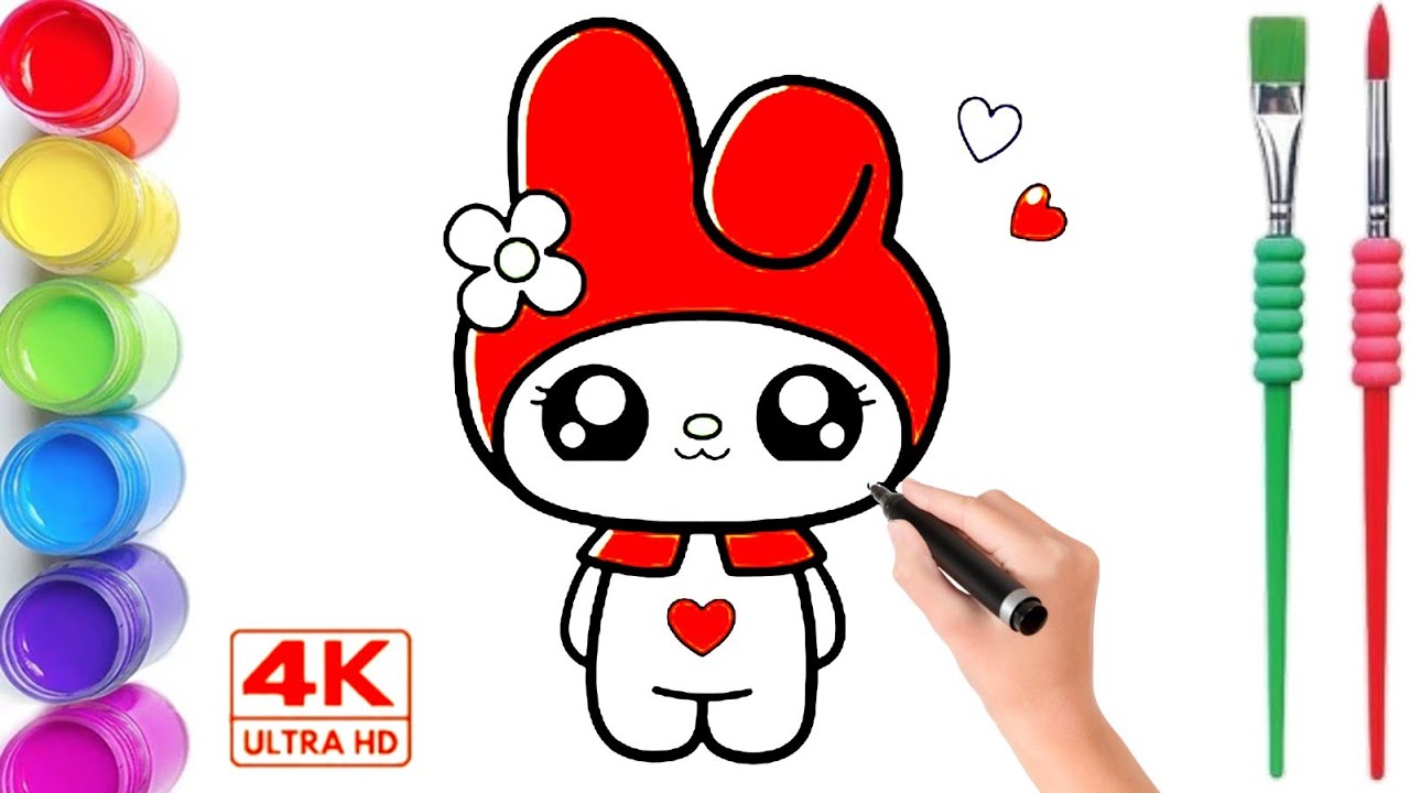 How to Draw Cute My Melody | Easy Step-by-Step Drawing for Kids | 4K Ultra HD |Step by Step drawing 