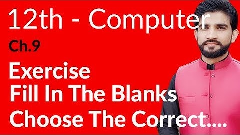 ICs Computer Part 2, Ch 9 - Exercise Fill In the Blanks - 12th Class Computer
