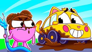 My Car Loves Muddy Puddles 😜🚗 Let's Wash The Car 🧼 + Funniest Cartoons For Kids by 4 Friends