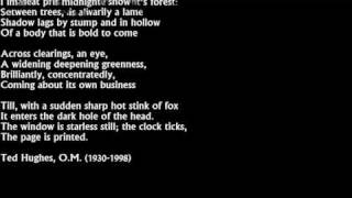 Ted Hughes - The Thought-Fox (from 'The Hawk in the Rain', 1957)
