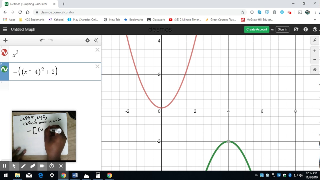 reflecting parabolas algebra 2 homework