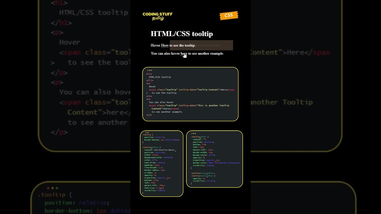 CSS Tooltip Animation Shorts