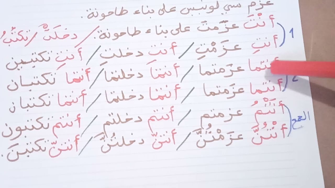 ضمائر المخاطب للسنة الثالثة ابتدائي