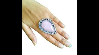 Rose Quartz Ring, 925 Sterling Silver, Adjustable Ring, Engagement Ring, Pink Statement Ring,