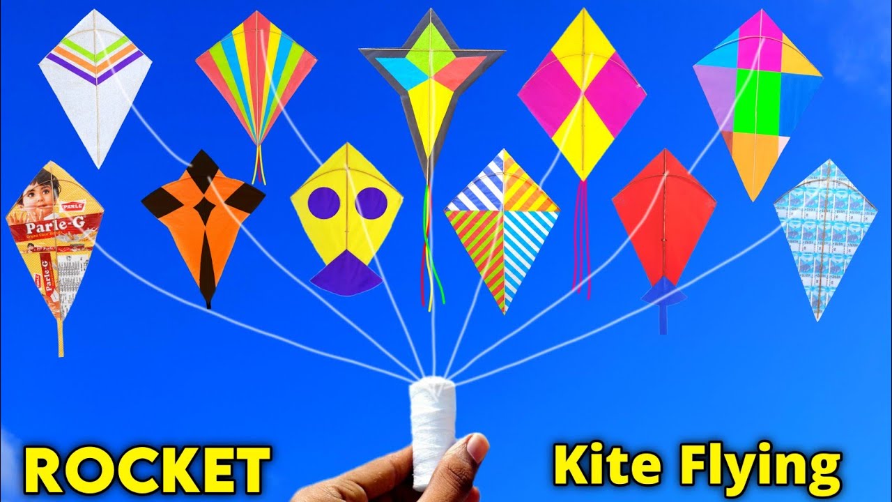 10 Amazing kite flying , Rocket kite flying , how to make paper kite