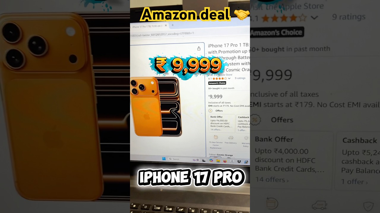 Amazon pe iPhone 17 Pro only ₹9999/- 