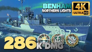 Destroyer Benham on map Northern Lights, 286k damage - World of Warships