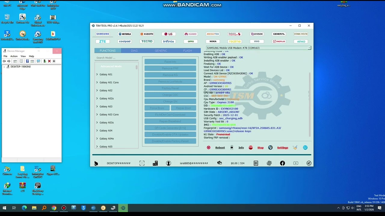 Samsung galaxy S21 FE 5G G990E Android 16 Frp Bypass Unlock Done✅ 1Click By TSM TOOL