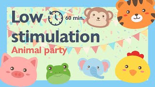 Animal Party for Babies | Floating Animal Faces | Fun Low Stimulation Baby Sensory Video screenshot 1