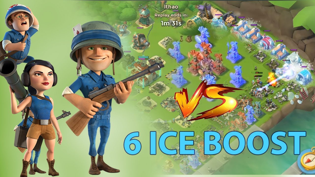 Boom beach  Rifleman, Zooka vs 6 ICE BOOST BASE 8