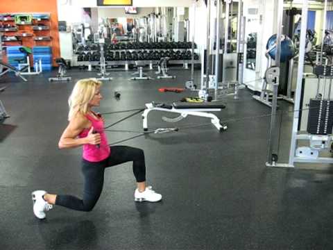 Cable alternating reverse lunge and mid row