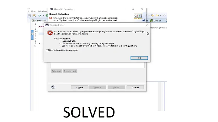 Solution  - An error occurred when trying to upload files from Eclipse to git