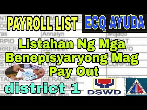 ECQ AYUDA / LIST of BENEFICIARIES with barangays /GENERAL PAYROLL / (NCR)qc district 1