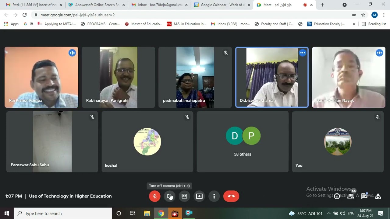 Use of Technology in Higher Education 24 August 2021