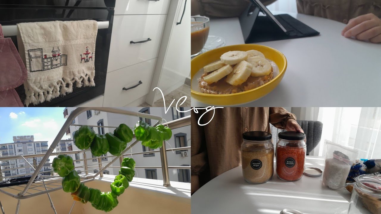 Evdeki düzen işleri/ Biber kurutma, çekmece düzenleme, sağlıklı atıştırmalık🌿