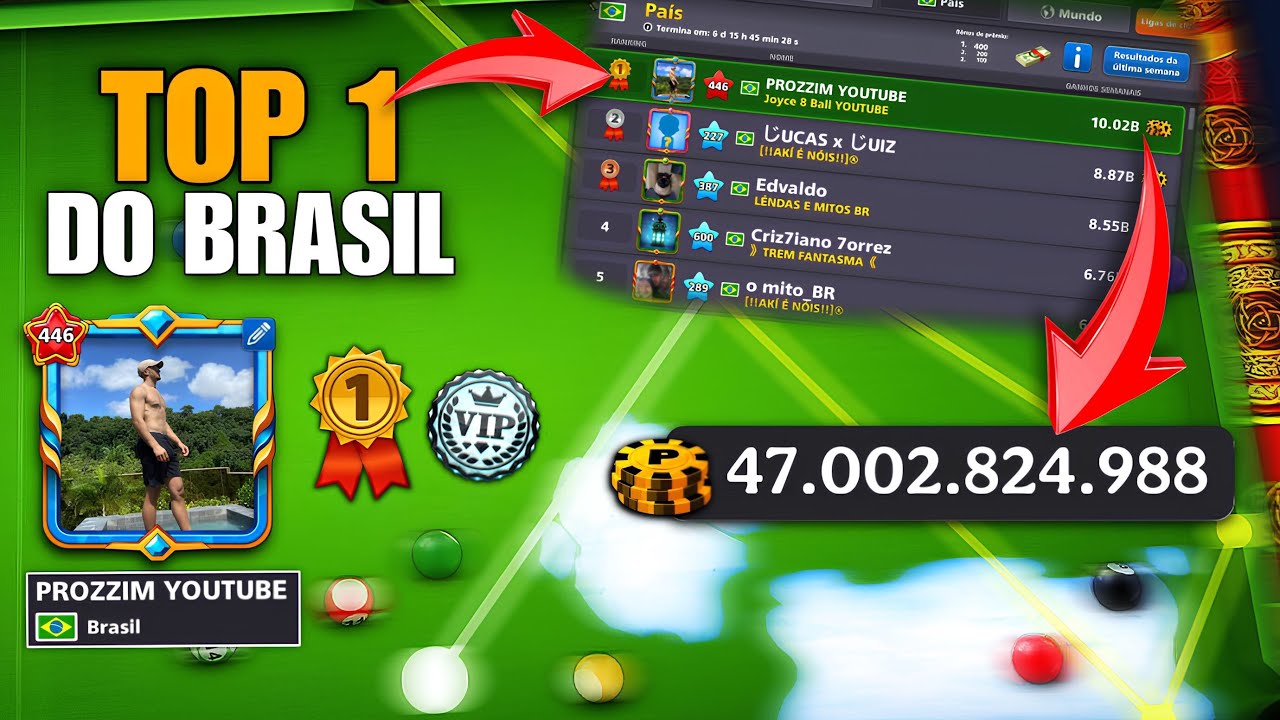ABERTURA DE RANKING TOP 1 DO BRASIL 8 BALL POOL - YouTube