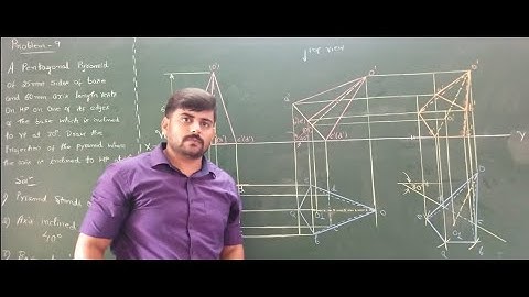 35 - Pentagonal pyramid resting on HP with its base edge - Mod 3- Engg. Graphics by GURUDATT.H.M.
