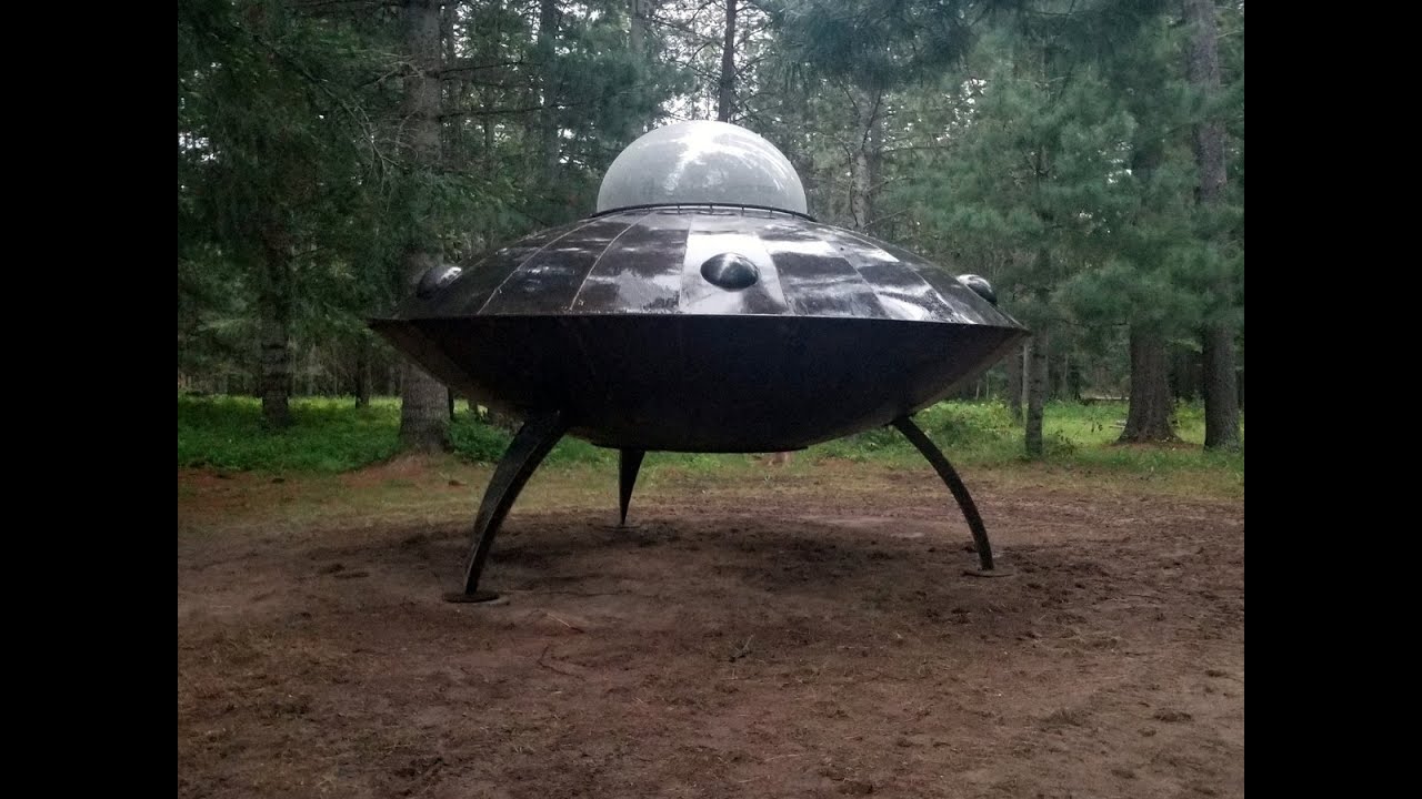 Timelapse Of Flying Saucer UFO Sculpture Installation - YouTube