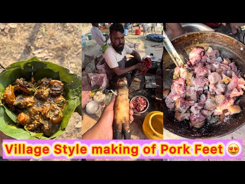 Village Style making of Pork Feet in Ranchi๐ฑ๐ฑ Most Unique Adivasi Street Food Live Market ๐ฅ๐ฎ