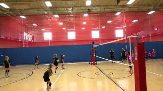 Caroline's 1st Volleyball game 4th Grade 2015 vs 5th grade team.  Caroline has white headband on.