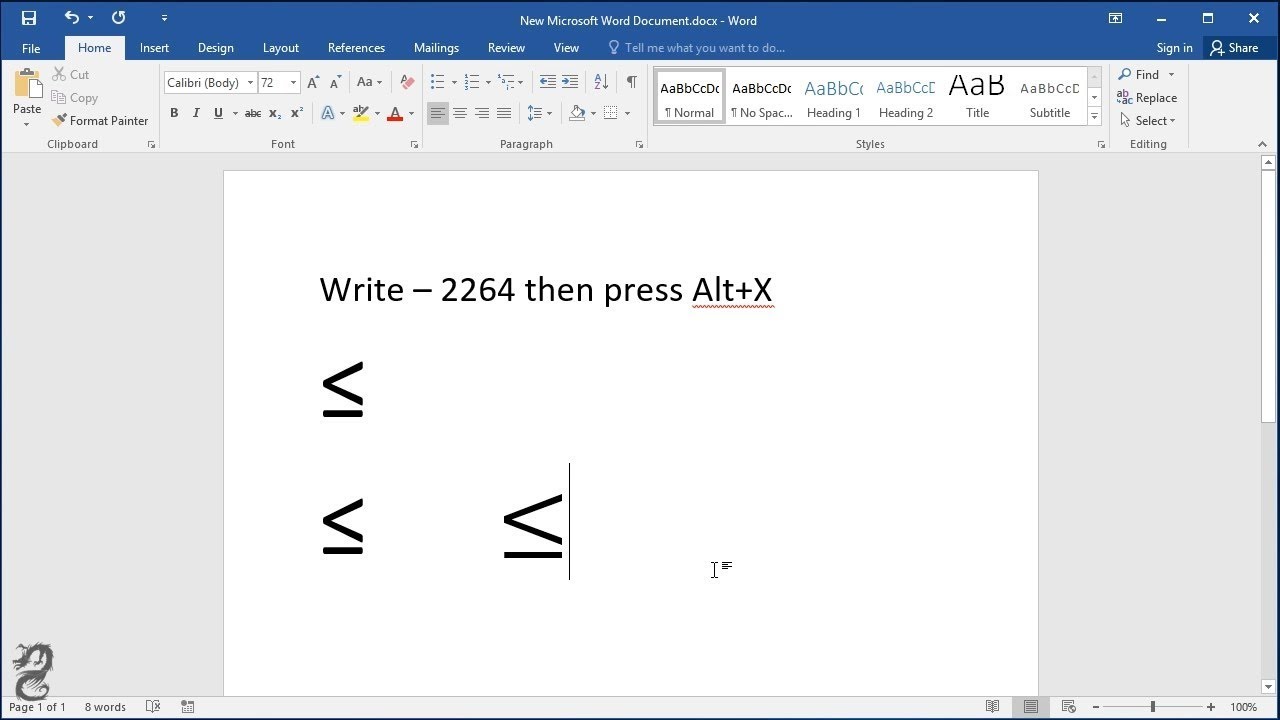 How to type less than or equal to symbol in Word - YouTube