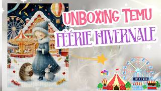 Unboxing toile point de croix Temu 🦔🐰 Fête foraine enneigée