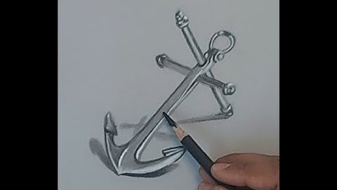 How to draw 3d drawing metal anchor | easy 3d drawing step by step | ship metal anchor