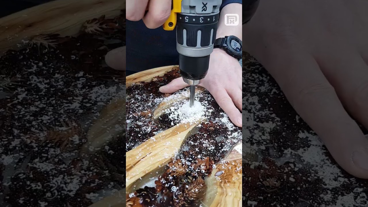 Olive Wood & Resin Wall Clock with Pine Cones  