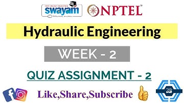 Hydraulic Engineering | Week 2 Answers | NPTEL ||