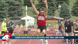 Aurora's Carsen Staehr goes back-to-back as Class B boys state triple jump champ